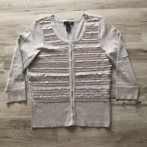 White House Black Market Women's Beige Cardigan Sweater